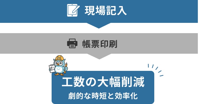現場記入 > 帳票印刷 工数の大幅削減（劇的な時短と効率化）